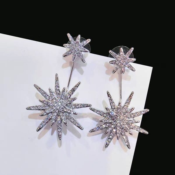 fanpo Earrings, Fashionable star shape earrings, Silver Earrings for Women - Image 2